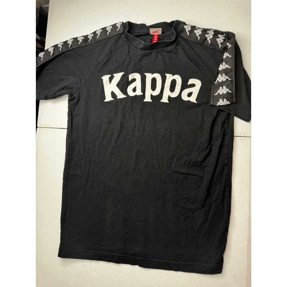 Kappa Mens Omini Logo Tape Raglan Short Sleeve T-Shirt Black Small